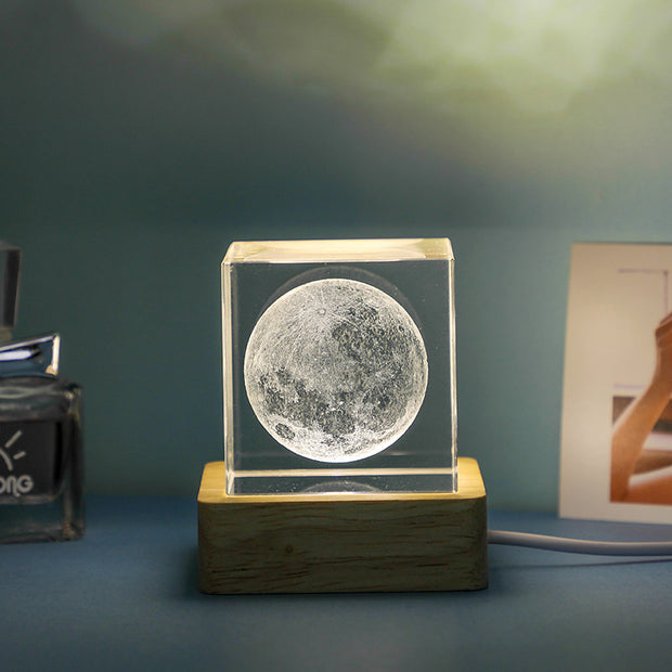 3D Transparent Crystal Cube Desktop Decoration Small Night Lamp