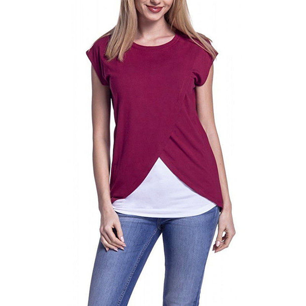 Candy-colored round neck short sleeves