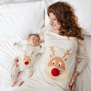 Christmas Deer Printed Mother Daughter Matching Dress