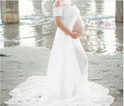 Elegant Maternity Gown Split Front Photography Dress