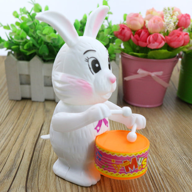 Cartton Rabbit Drumming Clockwork Wind-up Toys for Children Funny Game Educational Baby Birthday Surprises
