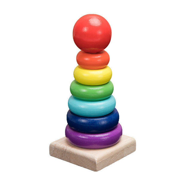 Wooden Toys Rattles Educational Toy Rainbow Blocks Montessori Baby Colorful Kids Music