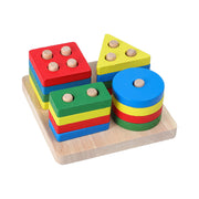 Wooden Toys Rattles Educational Toy Rainbow Blocks Montessori Baby Colorful Kids Music