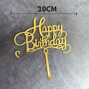 Acrylic Happy Birthday Cake Topper Gold  Birthday Cake Toppers Flags For Kids Birthday Party Cake Decorations Baby Shower