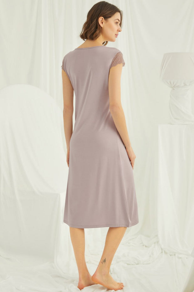 Shopymommy 18456 Lace V-Neck Plus Size Maternity & Nursing Nightgown