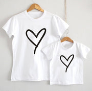 Camiseta a juego con estampado de corazón para mamá y yo, moda, mamá, hija, papá, 1 ud.