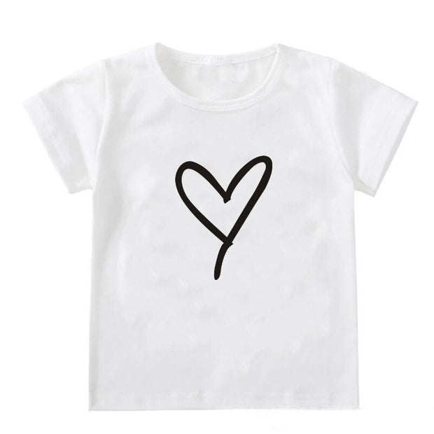 1PC Fashion Mommy and Me Heart Print Passendes T-Shirt Mama Tochter Papa