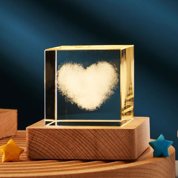3D Transparent Crystal Cube Desktop Decoration Small Night Lamp