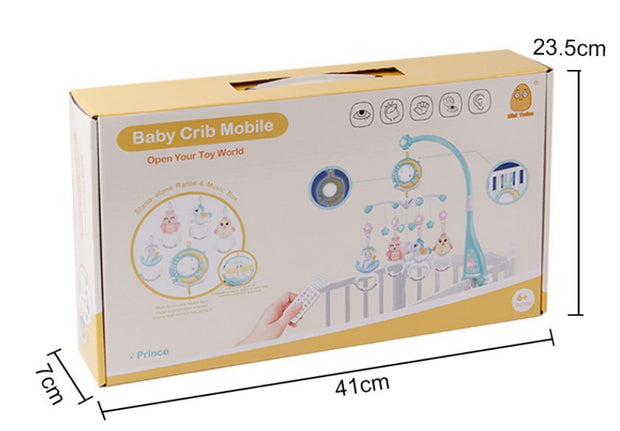 Sonajeros para cuna de bebé, soporte de juguete móvil giratorio, campana para cama, caja Musical de proyección, juguetes para recién nacidos