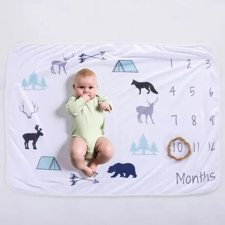 Baby monthly milestone anniversary blanket Baby photo photography props photo growth commemorative blanket