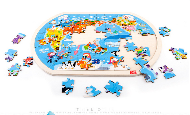 Rompecabezas de madera del mundo juguetes para niños regalo juguetes educativos para bebés