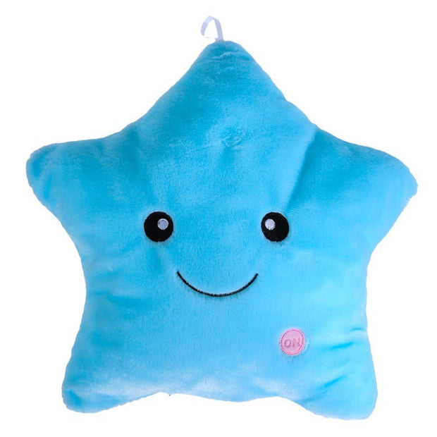 Almohada luminosa de juguete única de 34CM, diseño de estrella vívida, luz LED, cojín colorido, estrellas, almohada de felpa, juguetes, regalo para niños y niñas