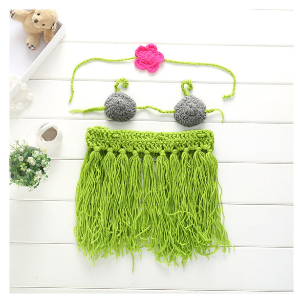 New European And American Children's Photography Clothing Newborn Sweater Suit Wool Knitting Baby Costume For Taking Photo Grass Skirt
