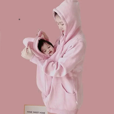 Kangaroo Mother Baby One-piece Coat Plush Nursing Sweater Coat