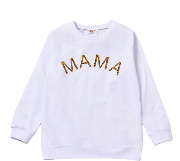 Frühling Herbst Mama und Mich Familie Passenden Sweatshirt Baby Mädchen Brief Drucken Langarm Pullover Top Hoodie Kleidung