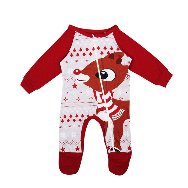 Outfits Weihnachten Familie Passende Pyjamas Männer Frauen Kinder Baby Nachtwäsche Niedlichen Fuchs Muster Säuglingsspielanzug Familie Kleidung Set