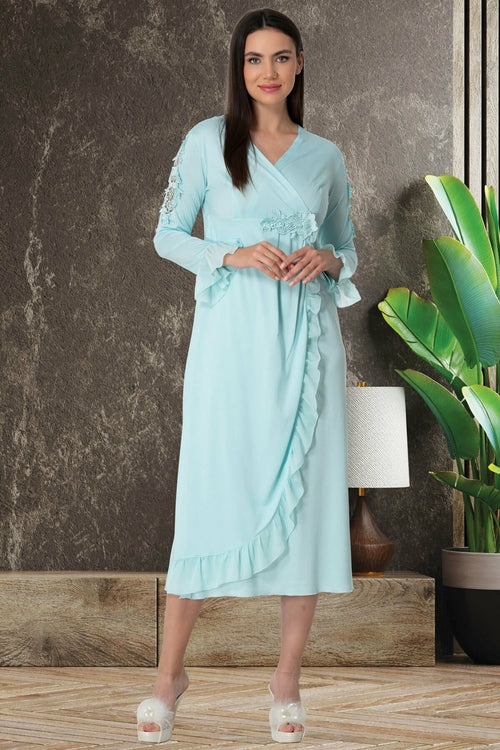 Shopymommy 5522 Guipure Double Breasted Maternity & Nursing Nightgown