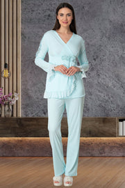 Shopymommy 5523 Guipure Double Breasted Maternity & Nursing Pajamas