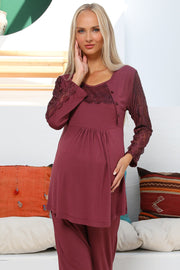 Shopymommy 55703 Elegance Lace Sleeves 3-Pieces Maternity & Nursing