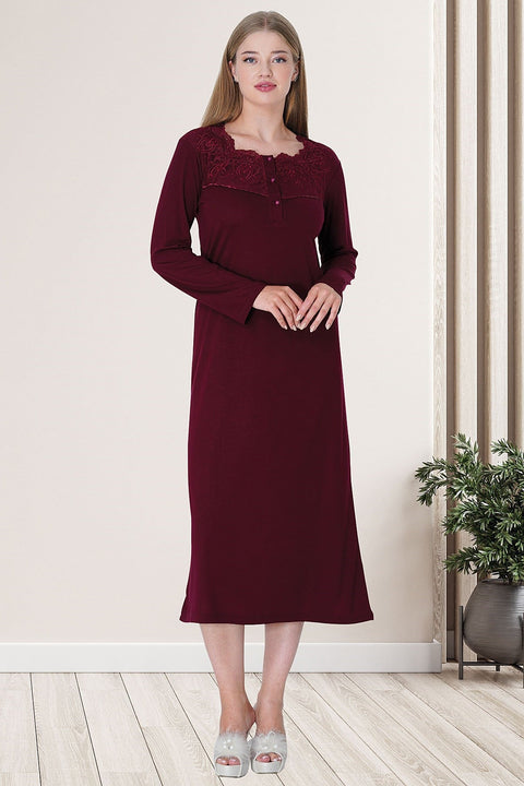 Shopymommy 5719 Lace Maternity & Nursing Nightgown With Velvet Robe