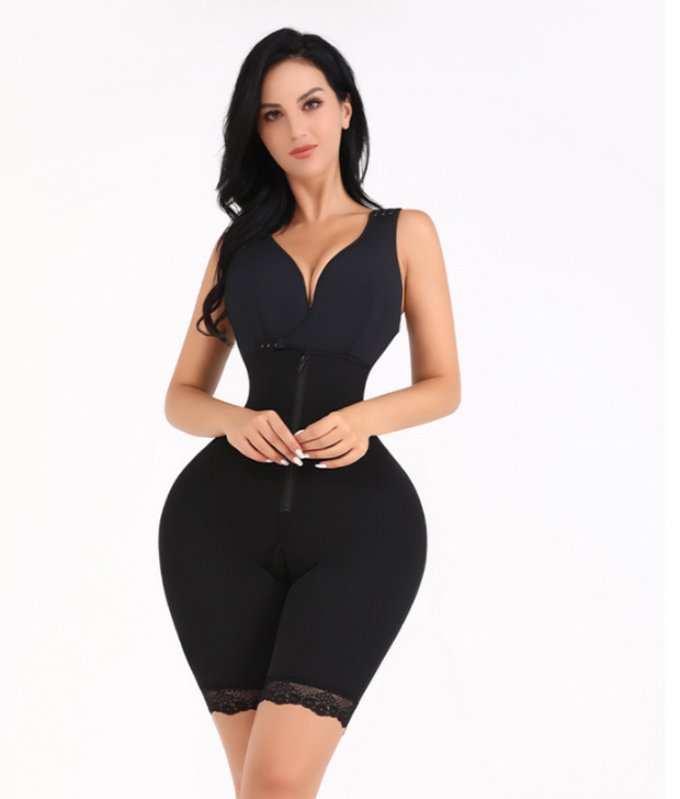 Large Size One-piece Shapewear Cotton Cup Open Crotch Postpartum Slimming And Hip Lifting Polymerization Bra Suit