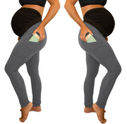 pure color panel long and high waist side pocket Maternity Pants
