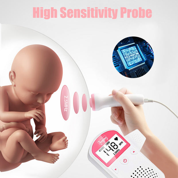Fetaler Doppler, verbesserter fetaler Home-Schwangerschafts-Herzfrequenzmonitor, Baby-Fetal-Herzfrequenz-Detektor, LCD-Display