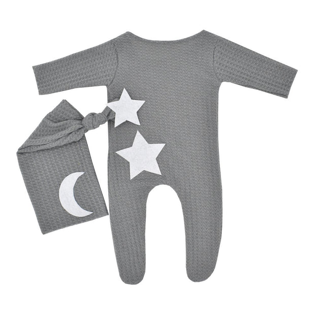 Mono tejido con decoración de estrellas y luna para fotografía de recién nacidos