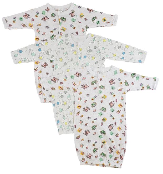 Bambini Girls Print Infant Gowns - 3 Pack