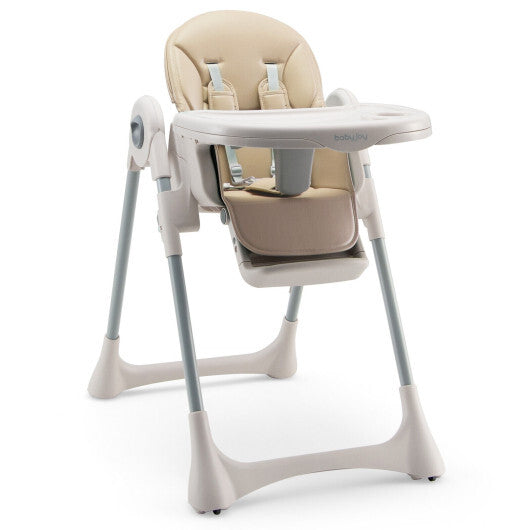 Baby Folding High Chair Dining Chair with Adjustable Height and Footrest-Gray