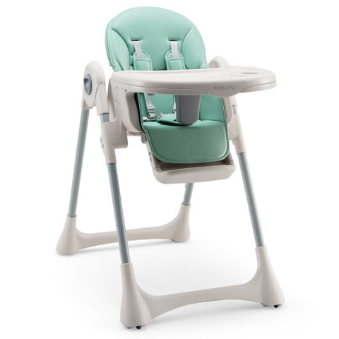 Baby Folding High Chair Dining Chair with Adjustable Height and Footrest-Gray