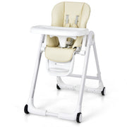 Baby Folding Convertible High Chair with Wheels and Adjustable Height-Gray