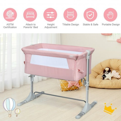 Travel Portable Baby Bed Side Sleeper  Bassinet Crib with Carrying Bag-Pink - Color: Pink