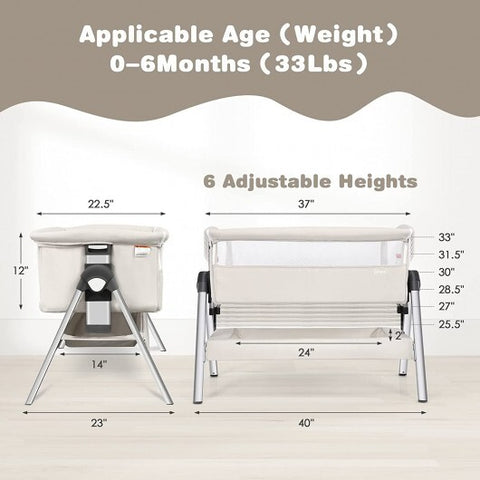 Portable Baby Bedside Sleeper with Adjustable Heights and Angle