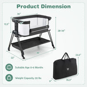 Portable Bedside Sleeper for Baby with 7 Adjustable Heights-Black - Color: Black