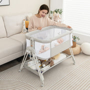 Portable Bedside Sleeper for Baby with 7 Adjustable Heights-Gray - Color: Gray