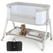 Portable Bedside Sleeper for Baby with 7 Adjustable Heights-Gray - Color: Gray