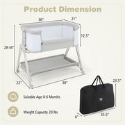 Portable Bedside Sleeper for Baby with 7 Adjustable Heights-Gray - Color: Gray