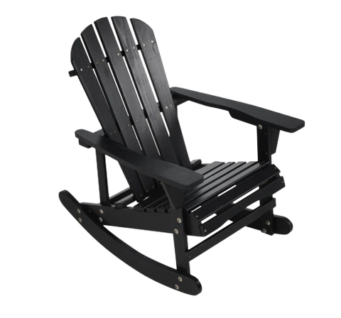 Adirondack Mecedora Sillas de Madera Maciza Acabado Muebles de Exterior para Patio, Patio Trasero, jardín - Negro