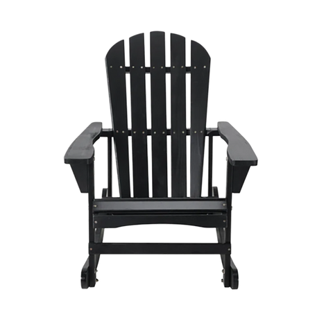 Adirondack Rocking Chair Solid Wood Chairs Finish Outdoor Furniture for Patio, Backyard, Garden - Black