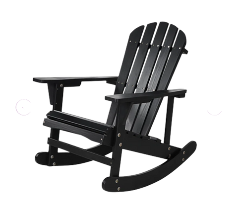 Adirondack Rocking Chair Solid Wood Chairs Finish Outdoor Furniture for Patio, Backyard, Garden - Black