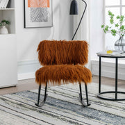 Wide Faux Fur Plush Nursery Rocking Chair, Baby Nursing Chair with Metal Rocker, Comfy Mid Century Modern Chair for Living Room,