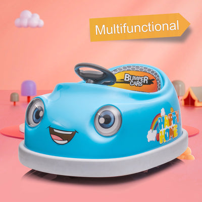 Bumper Car for Kids, Electric Car with Pushrod Dinner Plate USB BT Music Rocking Horse Mode Anti-Collision Bumper Ride on Car