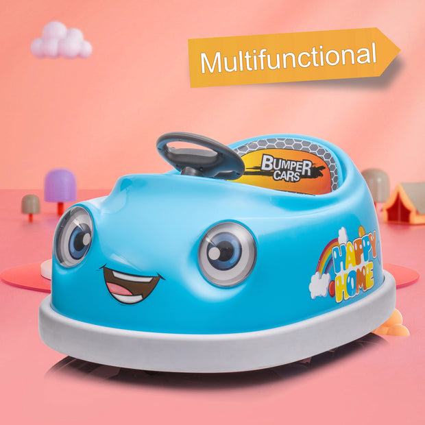 Bumper Car for Kids, Electric Car with Pushrod Dinner Plate USB BT Music Rocking Horse Mode Anti-Collision Bumper Ride on Car