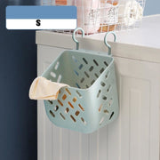 Plastic Collapsible Hanging Laundry Basket with Carry Handle, Space-Saving Wall Hanging Laundry Basket