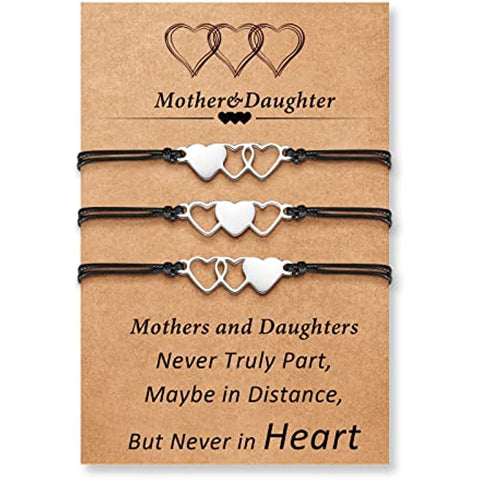 Desimtion Mothers Day Gifts; Mother Daughter Bracelets Set for 2; 3; 4; 5; 6.Matching Heart Back to School Bracelets for Mommy and Me Easter Gifts for Girl