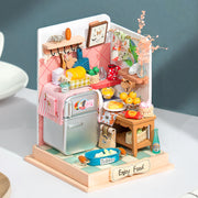 Robotime DIY Taste Life Kitchen Doll House with Furniture Children Adult Miniature Dollhouse Bubble Bath Wooden Kits Toy Gift DS