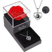 Red Real Rose with I Love You Necklace Mothers Day Gifts