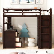 Twin-Size-Hochbett mit Schubladen, Schreibtisch und Kleiderschrank
