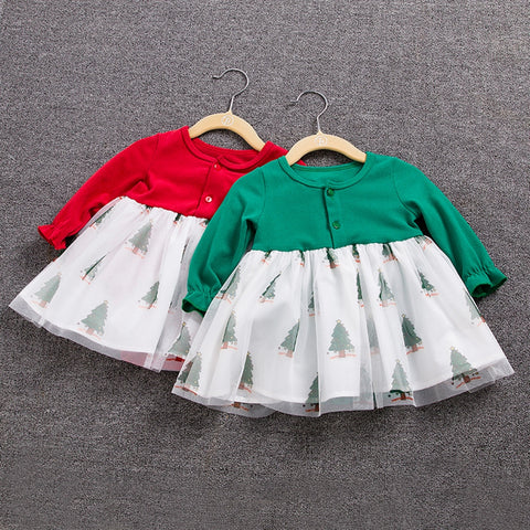 Baby Long Sleeves Romper Mesh Skirt Round Neck Breathable Cotton Bodysuit Skirt For 0-3 Years Old Girls red  0-3M 59